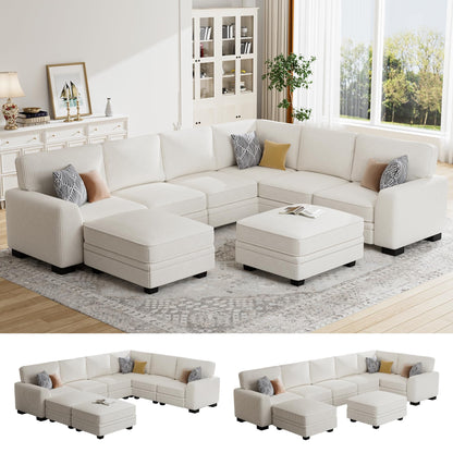 Oversized Modular Sectional Sofa with Ottoman