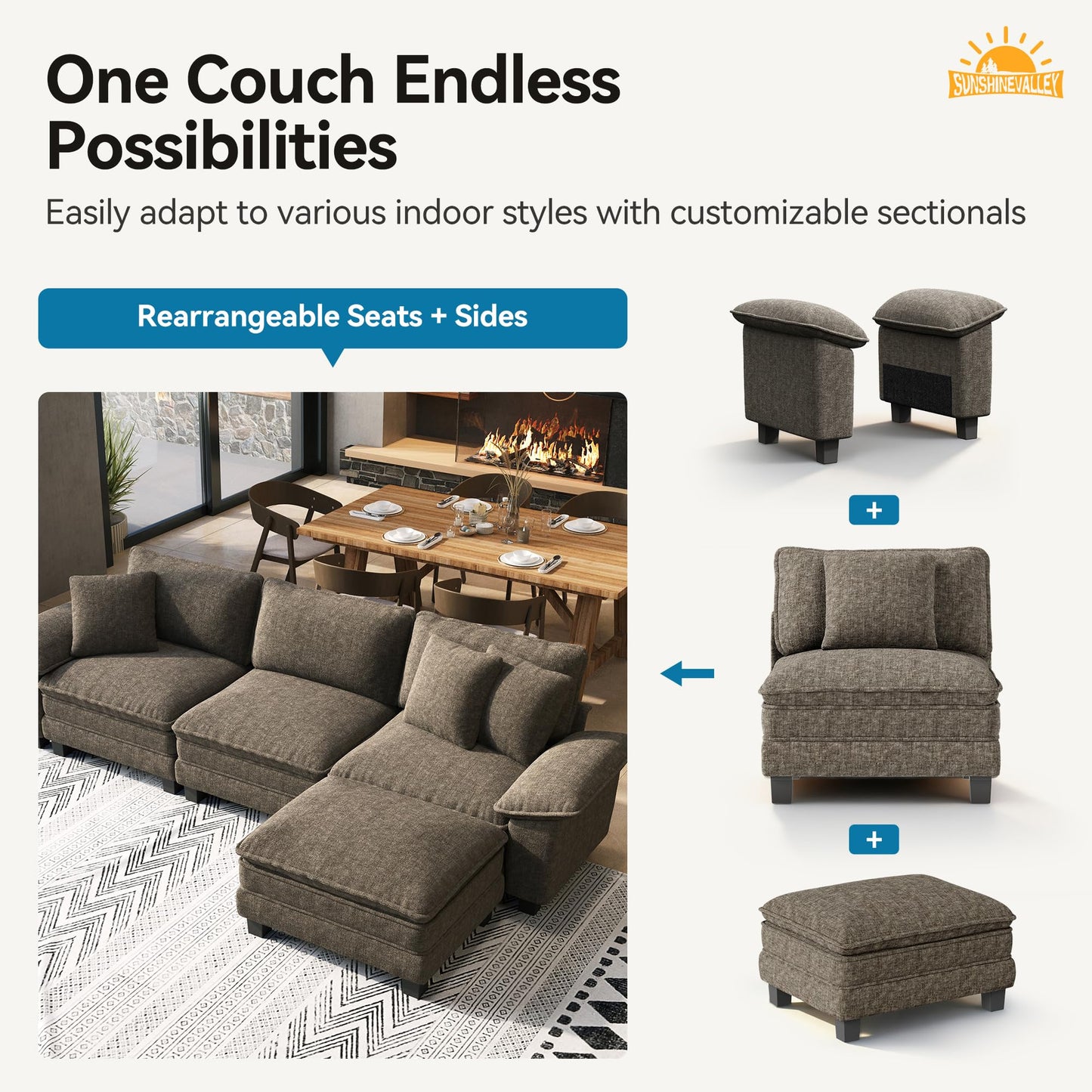 Shaped Modular Cloud Sectional Sofa