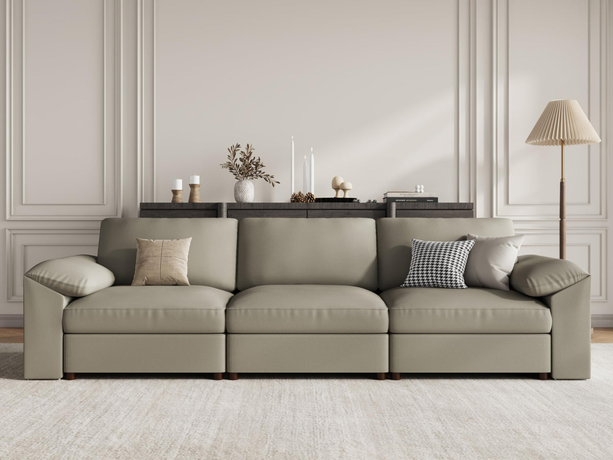 Faux Leather Modular Sectional Sofa for Large Spaces