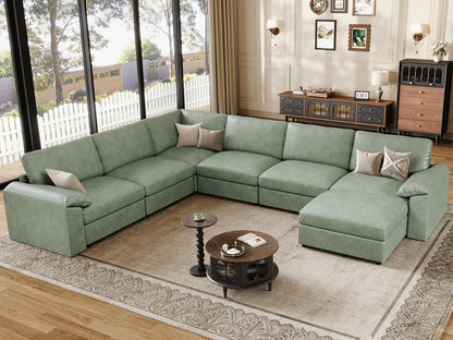 Faux Leather Modular Sectional Sofa for Large Spaces