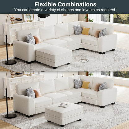 Oversized Modular Sectional Sofa with Ottoman