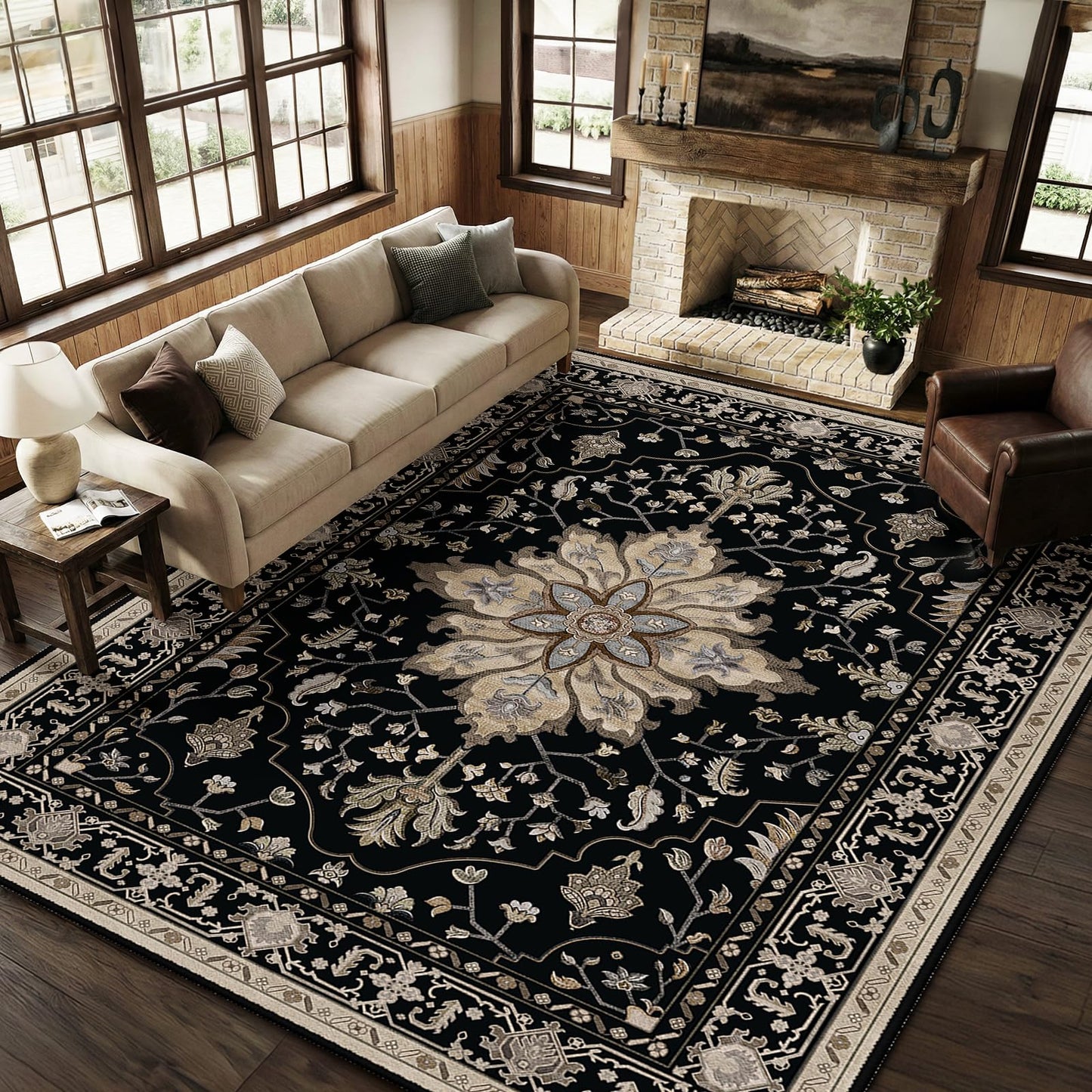 Washable Area Rug with Soft Non-Slip Backing