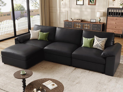 Faux Leather Modular Sectional Sofa for Large Spaces
