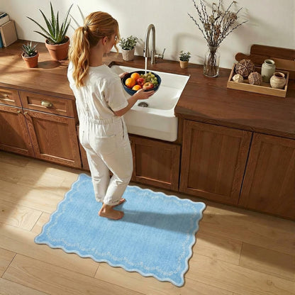 Scalloped Washable Area Rug with Non-Slip Backing