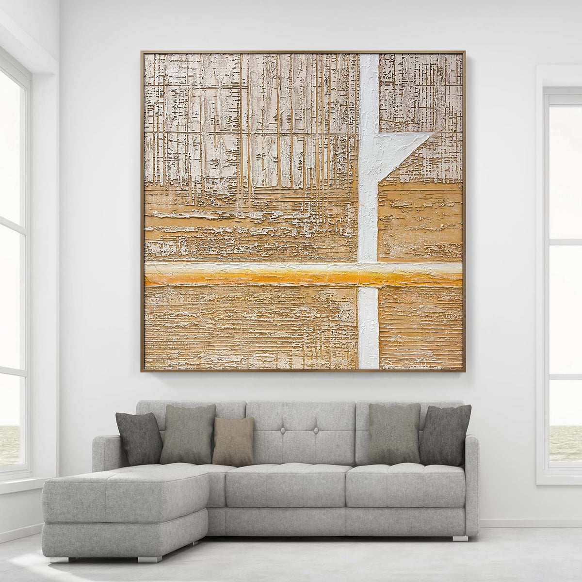 Oversized Blue & White Canvas Wall Art Painting