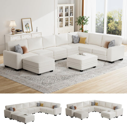 Oversized Modular Sectional Sofa with Ottoman