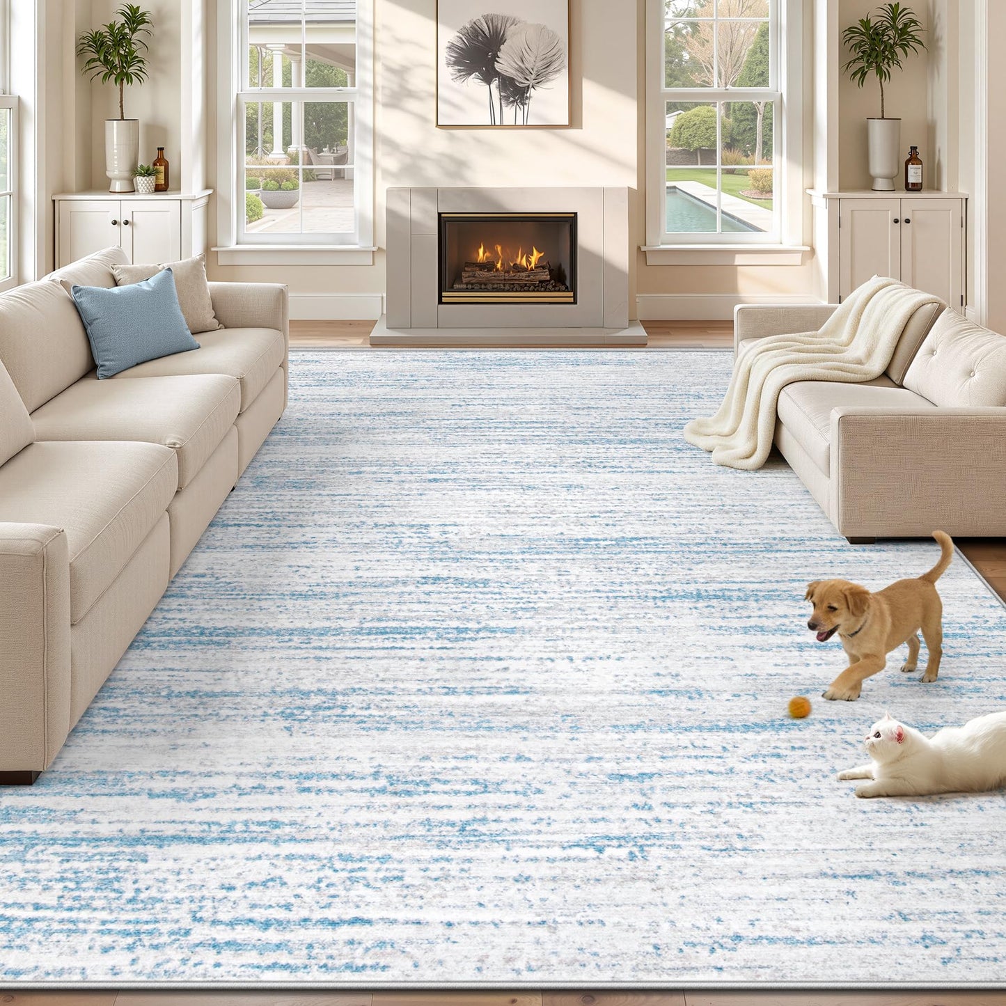 Washable Modern Area Rug with Non-Slip Backing