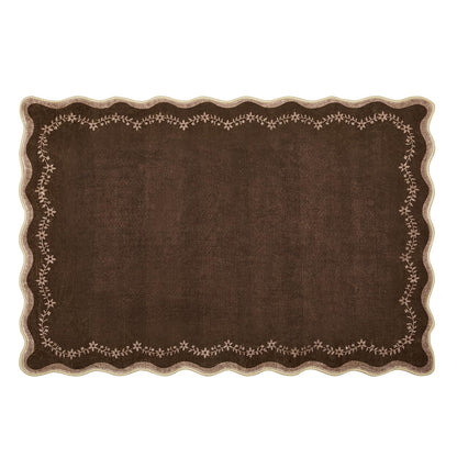 Scalloped Washable Area Rug with Non-Slip Backing