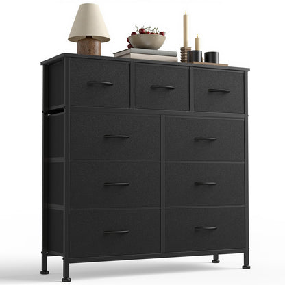 7-Drawer Fabric Dresser with Wood Top and Steel Frame