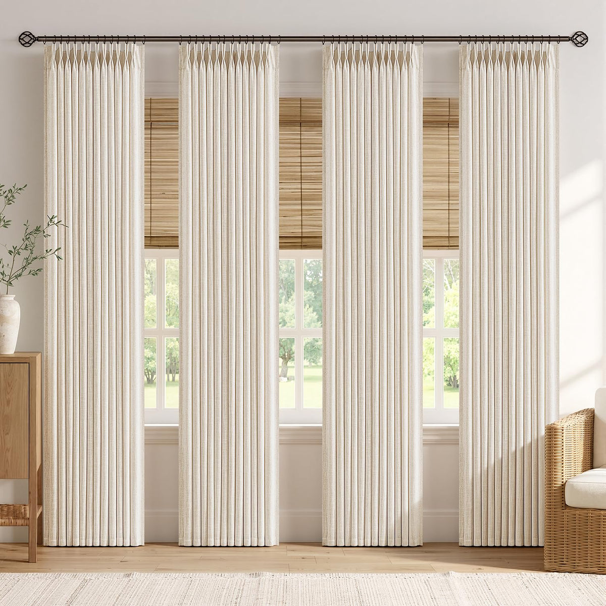 Pinch Pleated Linen Curtains with Light Filtering