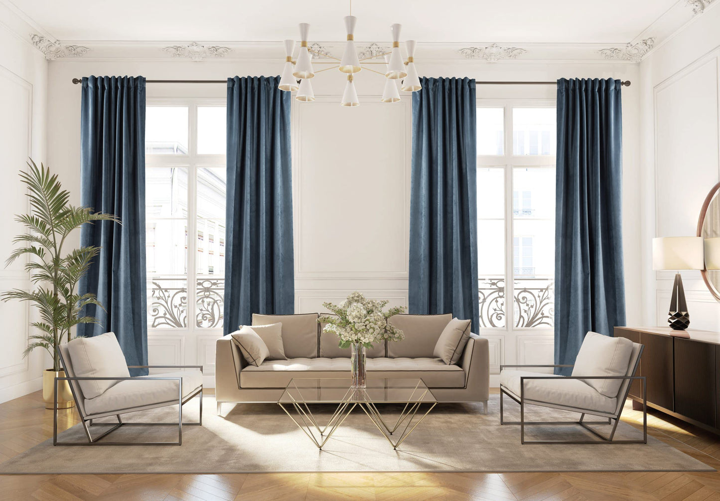 Luxury Matte Velvet Extra Long Curtain Panel