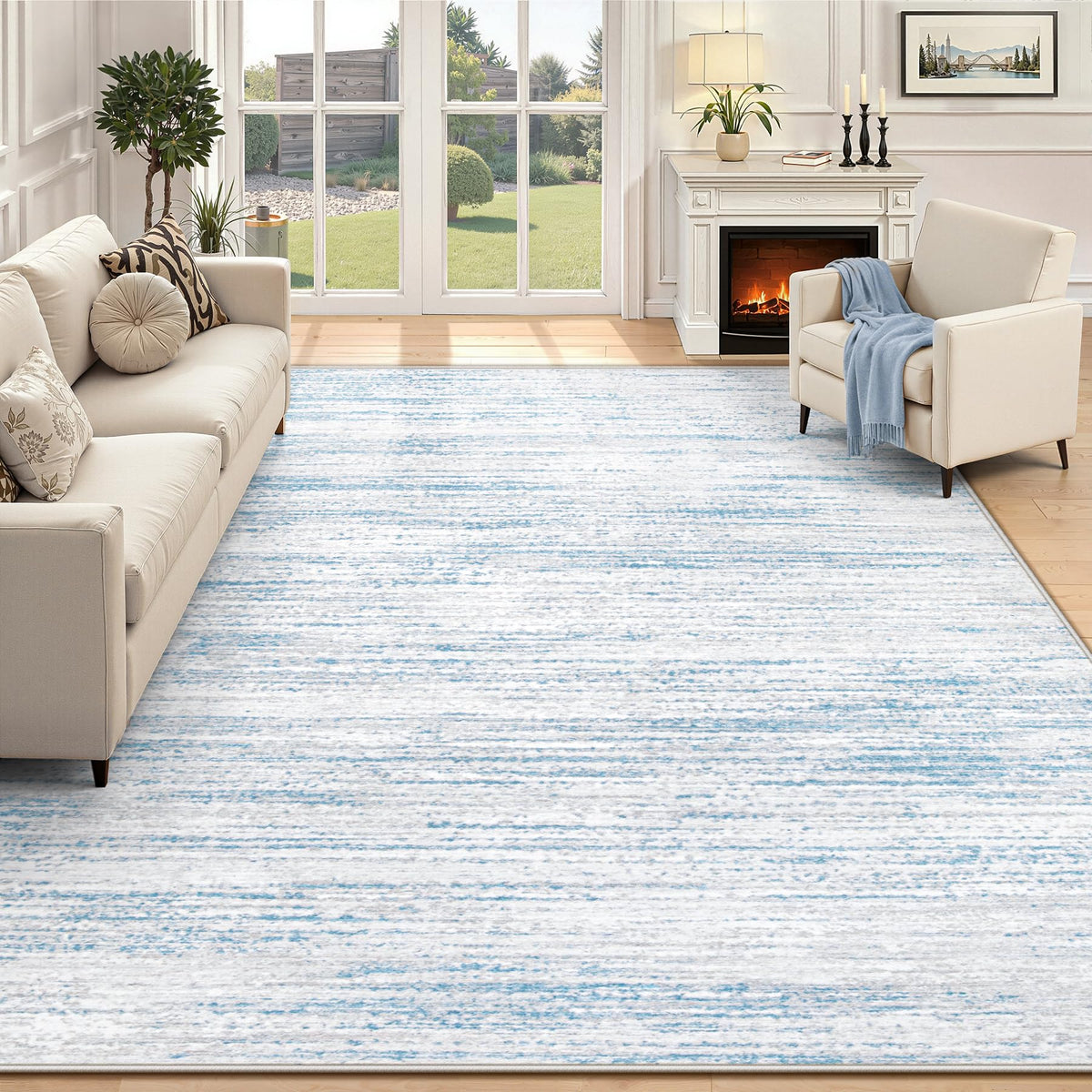 Washable Modern Area Rug with Non-Slip Backing