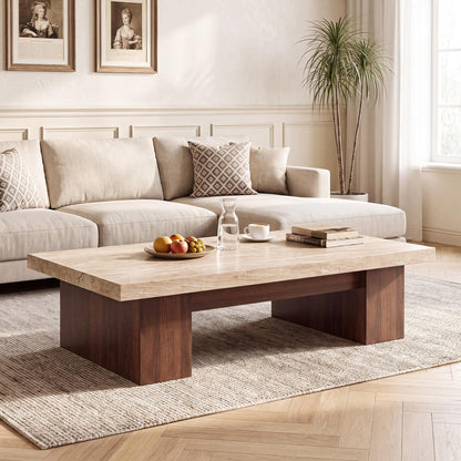 Large Rectangular Coffee Table with Spacious Top