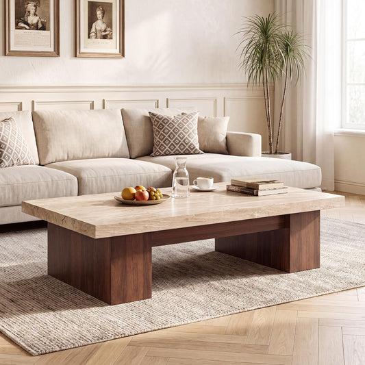 Large Rectangular Coffee Table with Spacious Top