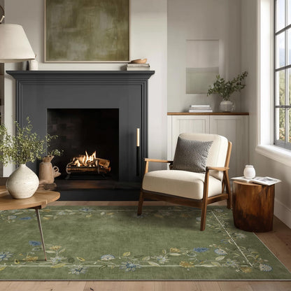 Washable Vintage Runner Rug with Non-Slip Backing
