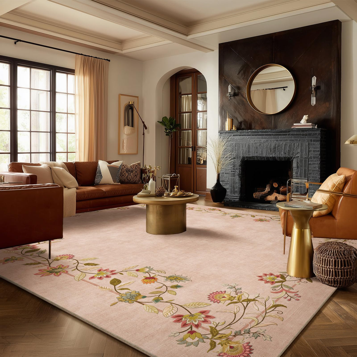 Washable Vintage Runner Rug with Non-Slip Backing