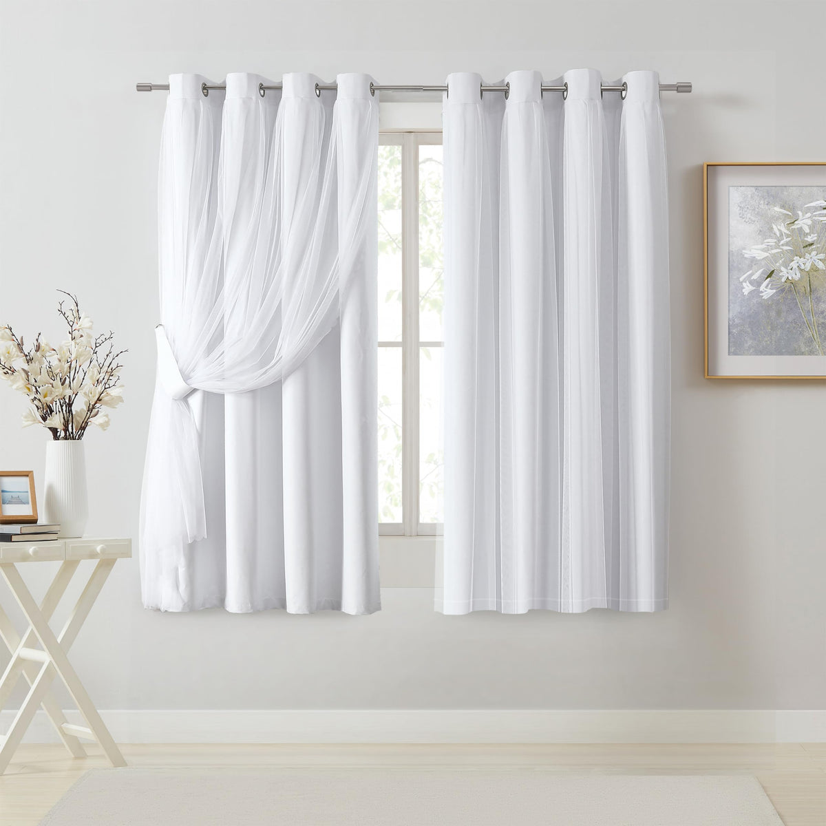 Overlay Grommet Curtains with Layered Draping