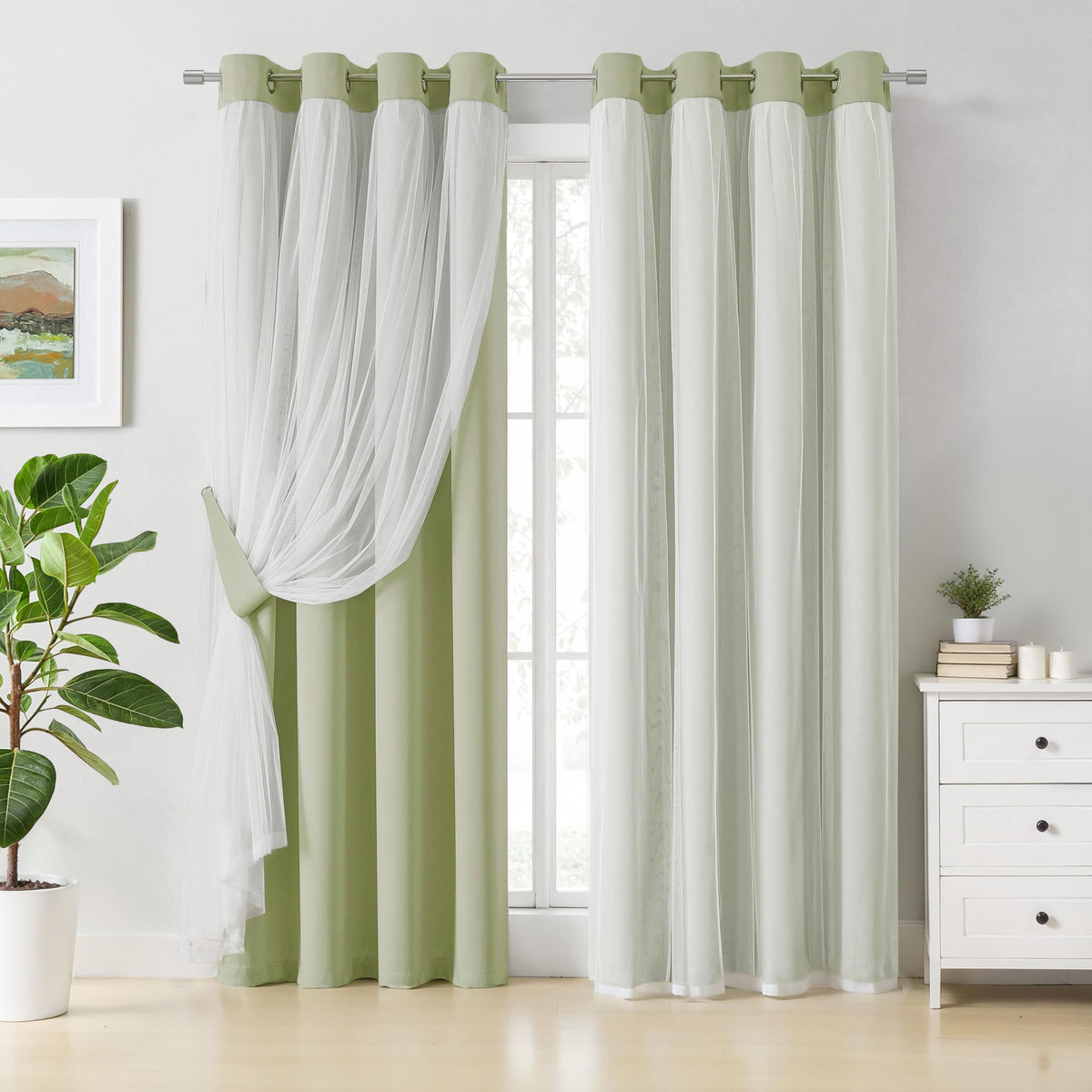 Overlay Grommet Curtains with Layered Draping