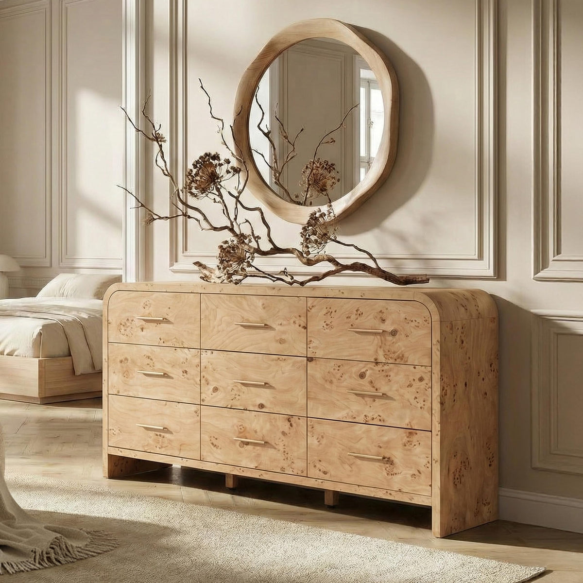 Curved 63-Inch Modern Dresser with Spacious Storage