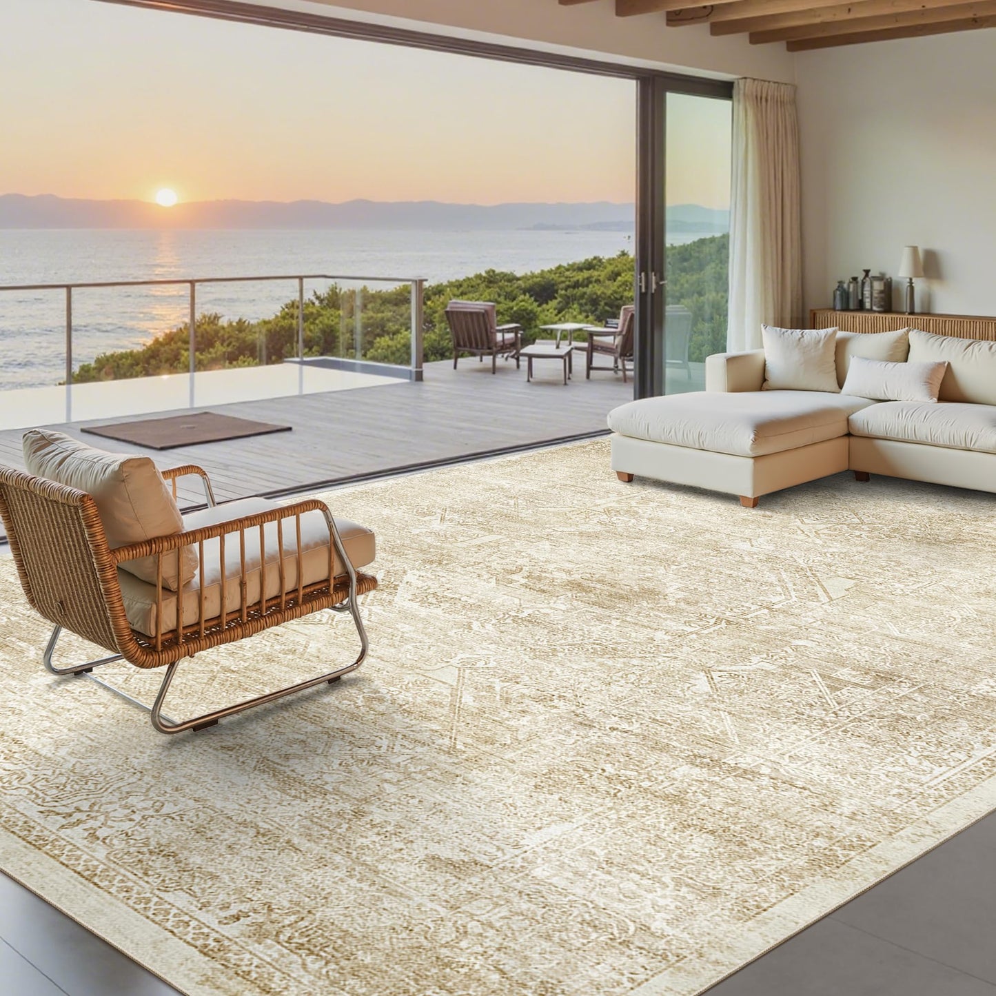 Washable Area Rug with Non-Slip Backing