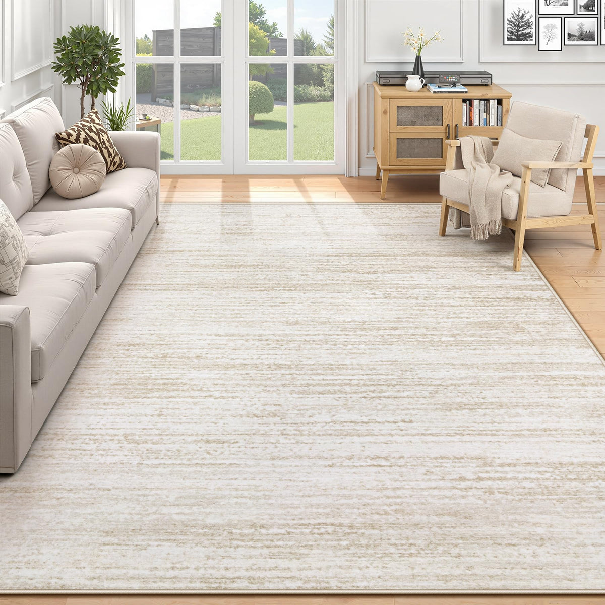 Washable Modern Area Rug with Non-Slip Backing