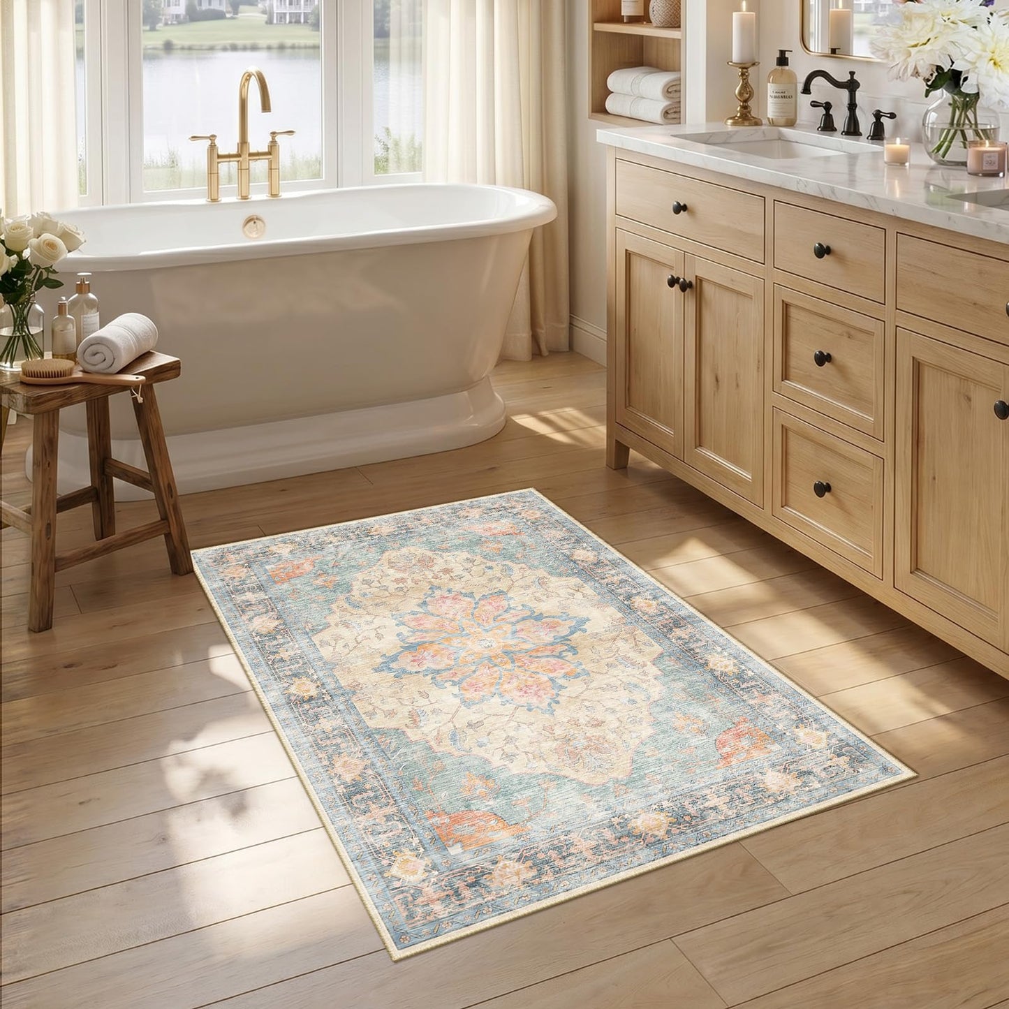 Washable Area Rug with Soft Non-Slip Backing