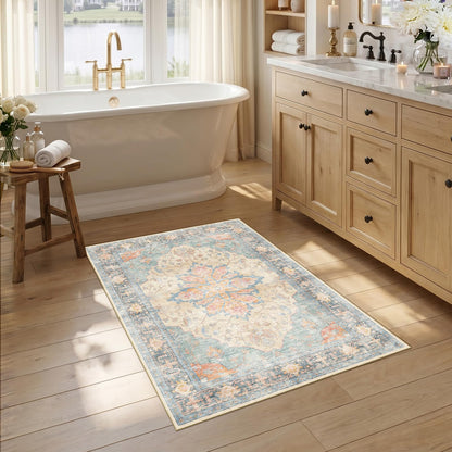 Washable Area Rug with Soft Non-Slip Backing
