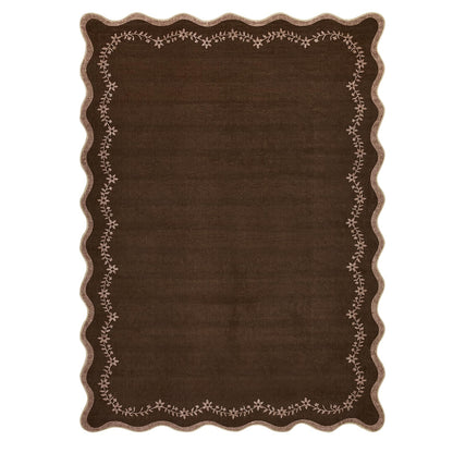 Scalloped Washable Area Rug with Non-Slip Backing
