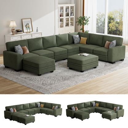Oversized Modular Sectional Sofa with Ottoman