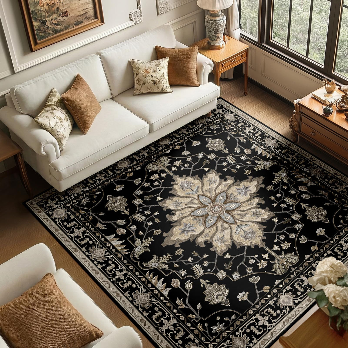 Washable Area Rug with Soft Non-Slip Backing