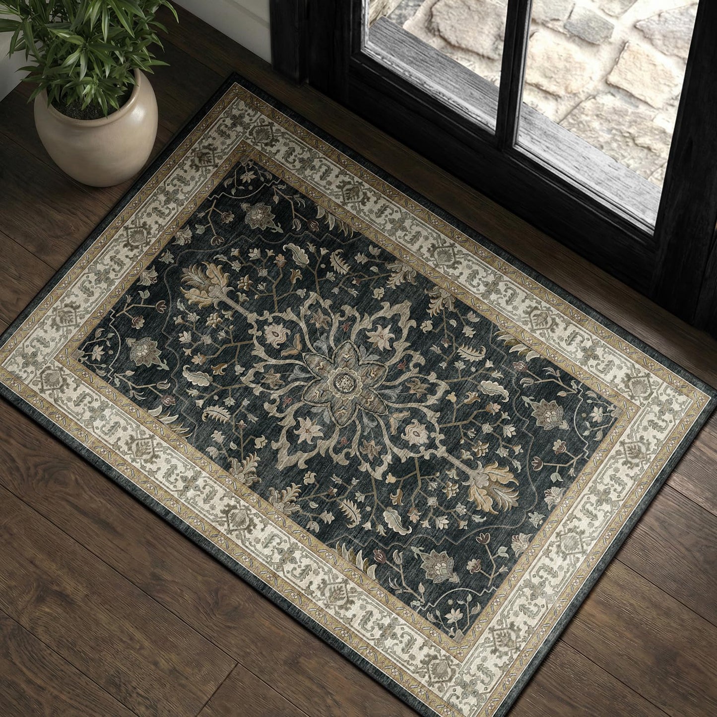 Washable Area Rug with Soft Non-Slip Backing