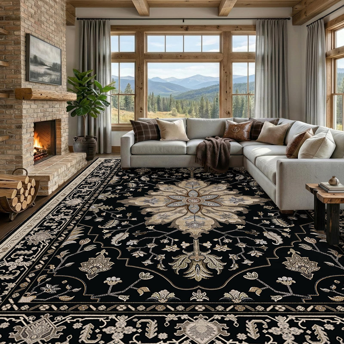 Washable Area Rug with Soft Non-Slip Backing