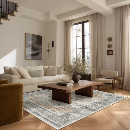 Washable Vintage Runner Rug with Non-Slip Backing