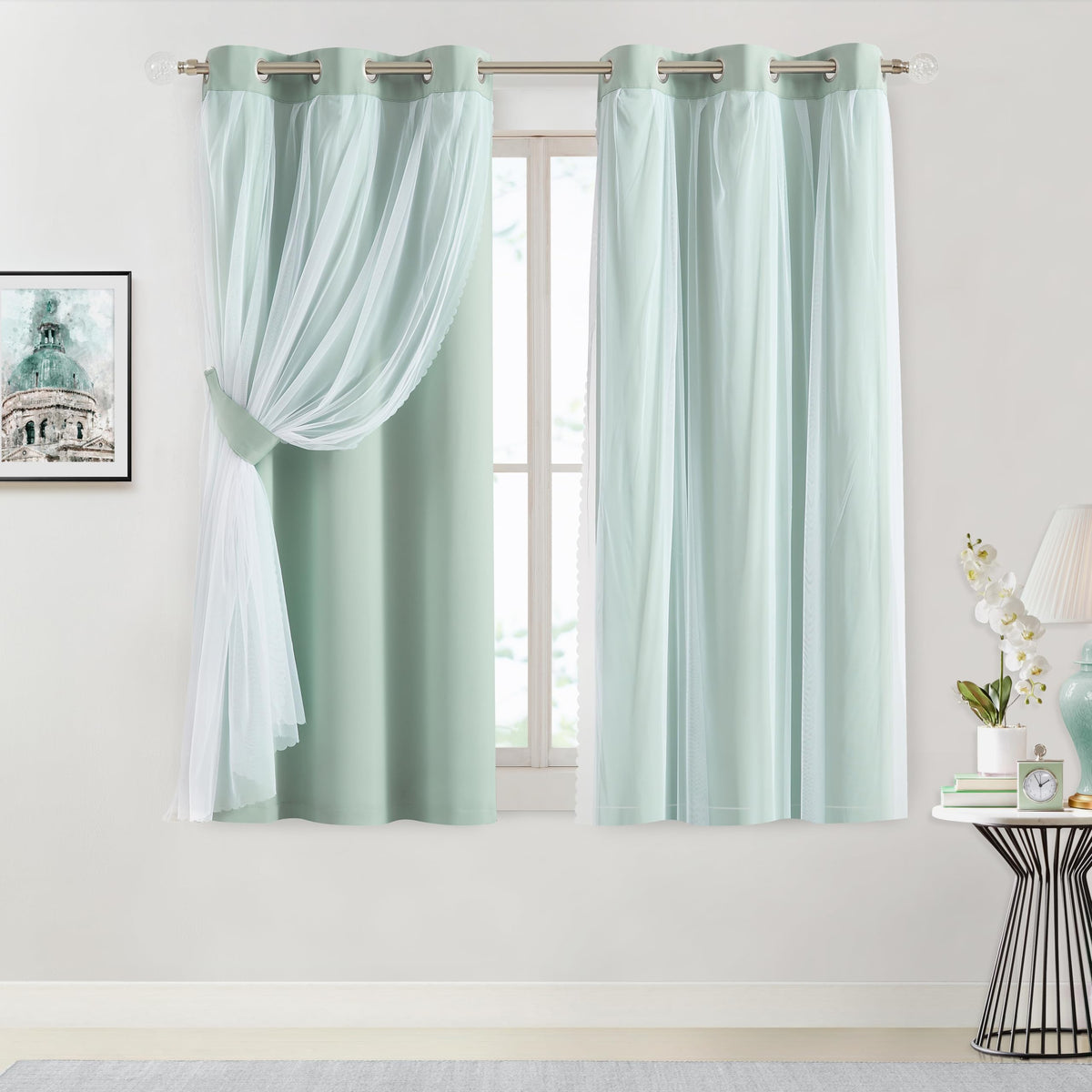 Overlay Grommet Curtains with Layered Draping
