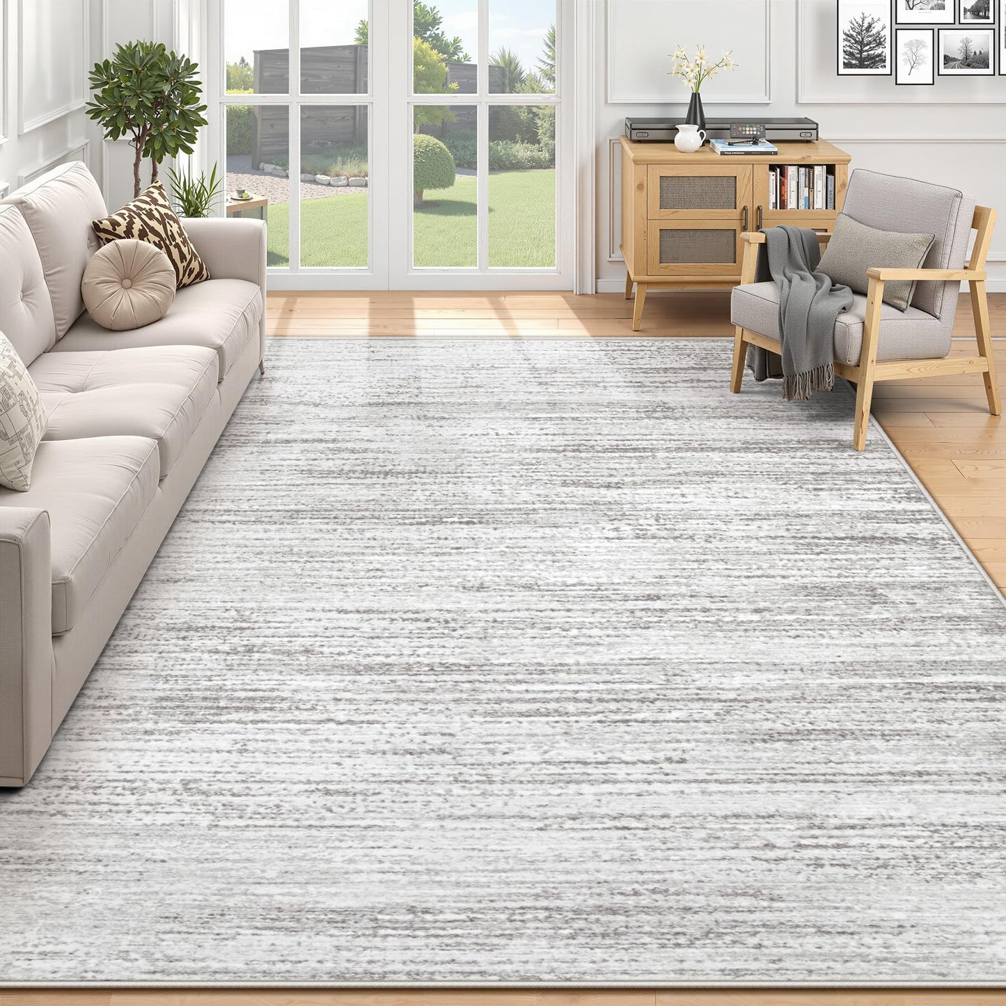Washable Modern Area Rug with Non-Slip Backing