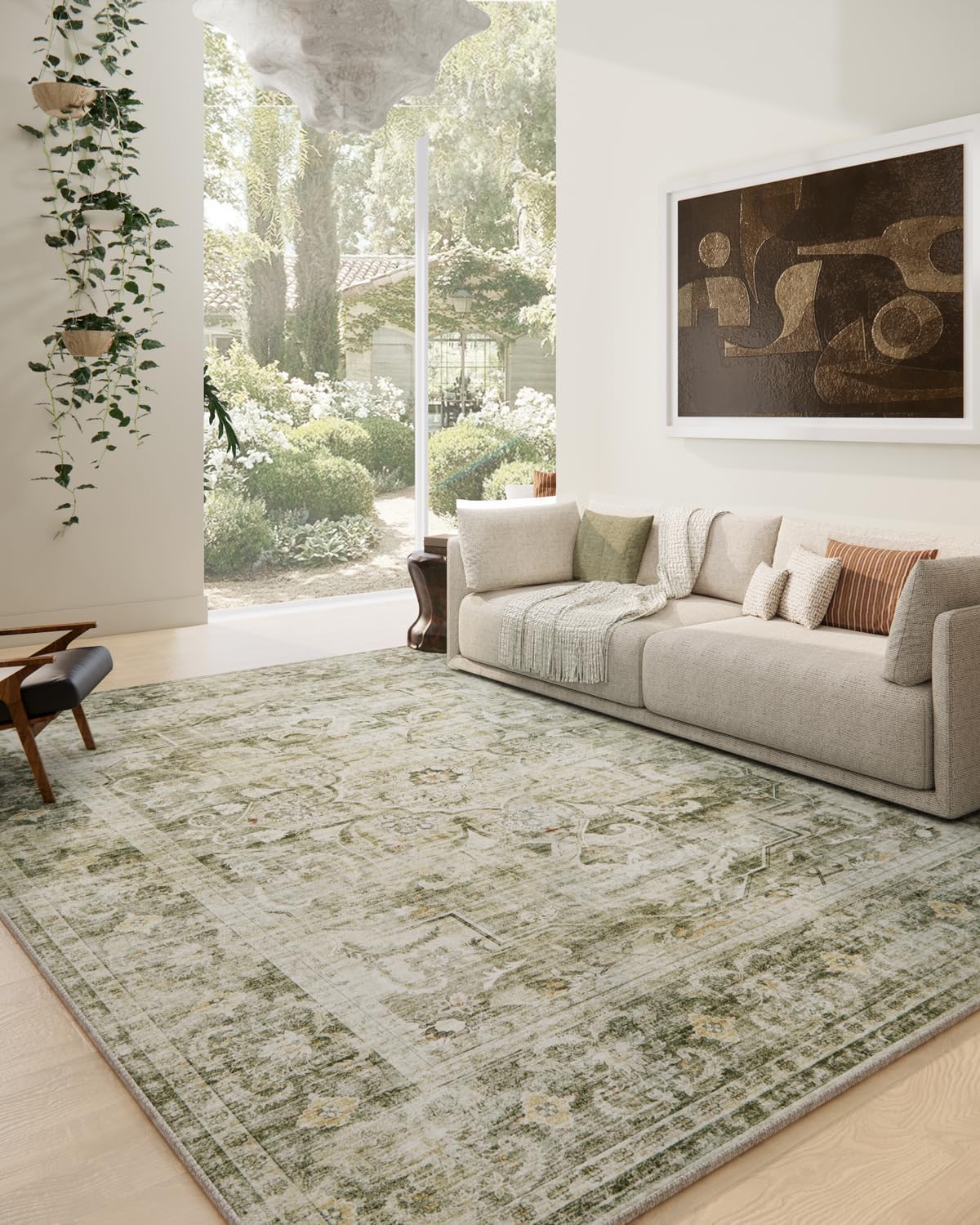 Washable Vintage Runner Rug with Non-Slip Backing
