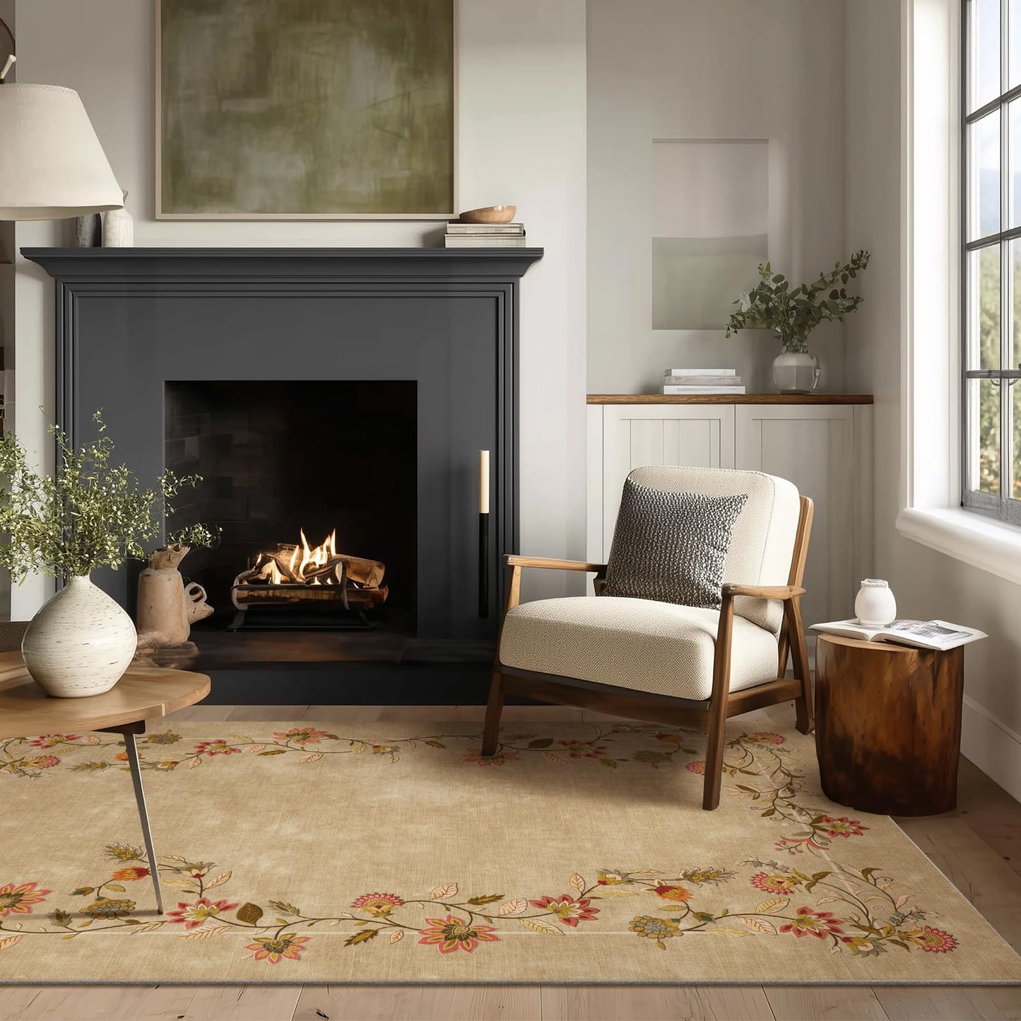 Washable Vintage Runner Rug with Non-Slip Backing