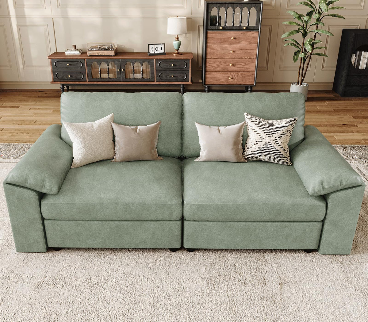 Faux Leather Modular Sectional Sofa for Large Spaces