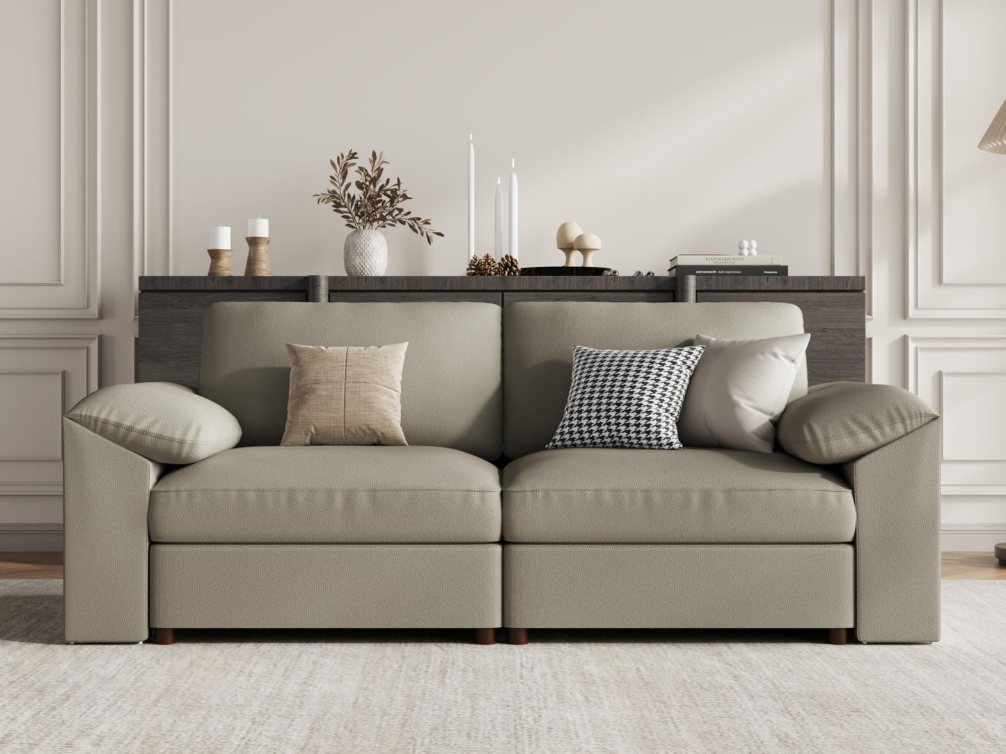 Faux Leather Modular Sectional Sofa for Large Spaces