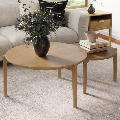Round Nesting Coffee Table Set with Metal Frame