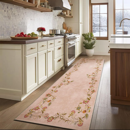 Washable Vintage Runner Rug with Non-Slip Backing