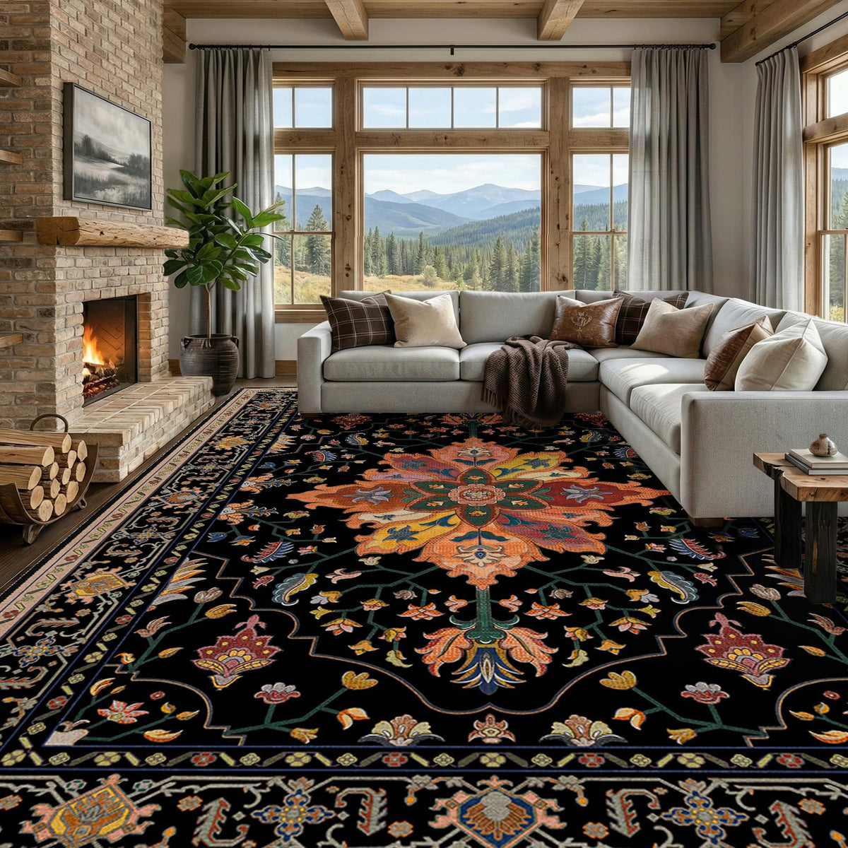 Washable Area Rug with Soft Non-Slip Backing