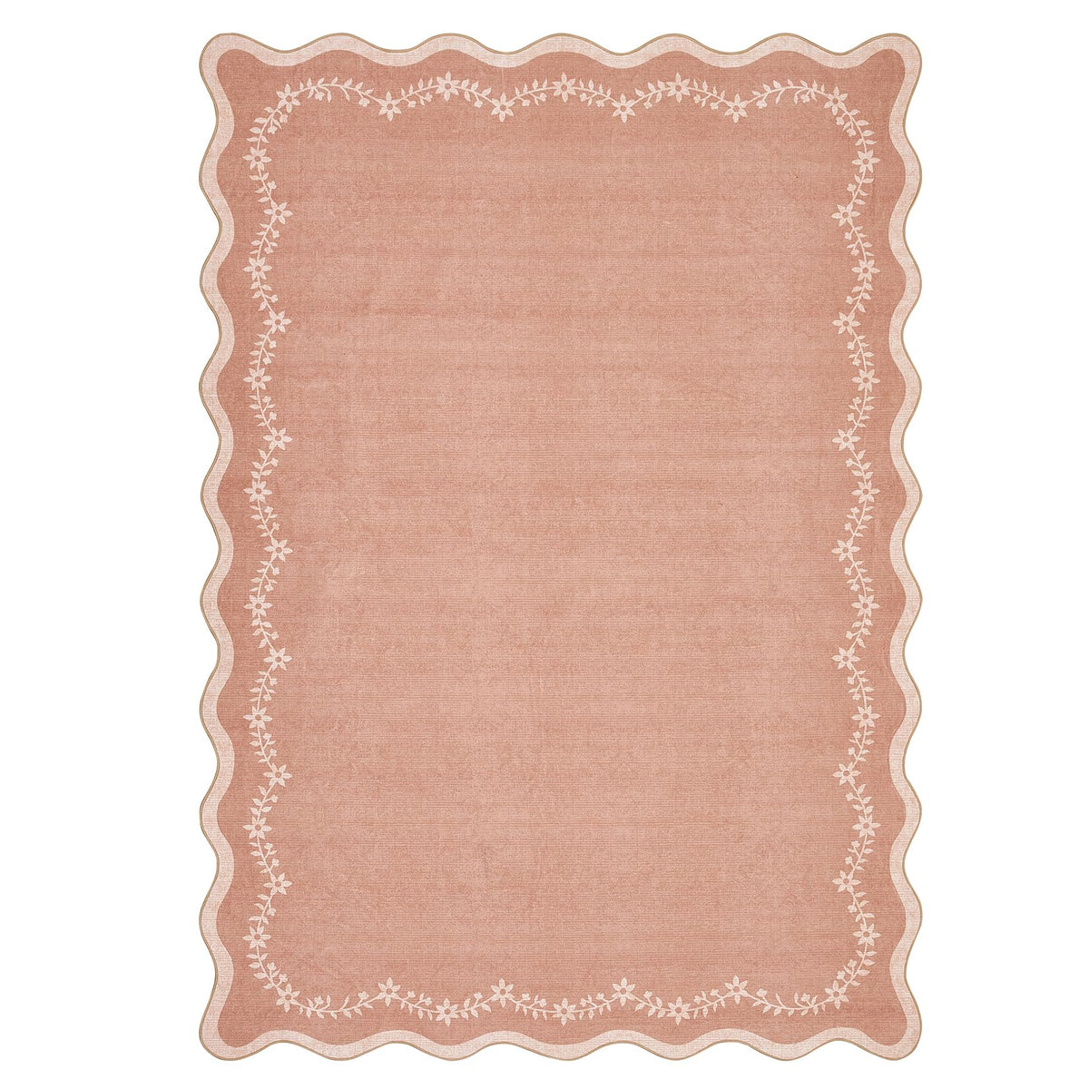 Scalloped Washable Area Rug with Non-Slip Backing