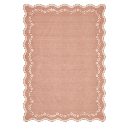 Scalloped Washable Area Rug with Non-Slip Backing
