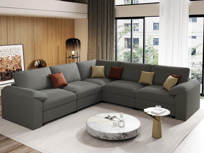 Faux Leather Modular Sectional Sofa for Large Spaces