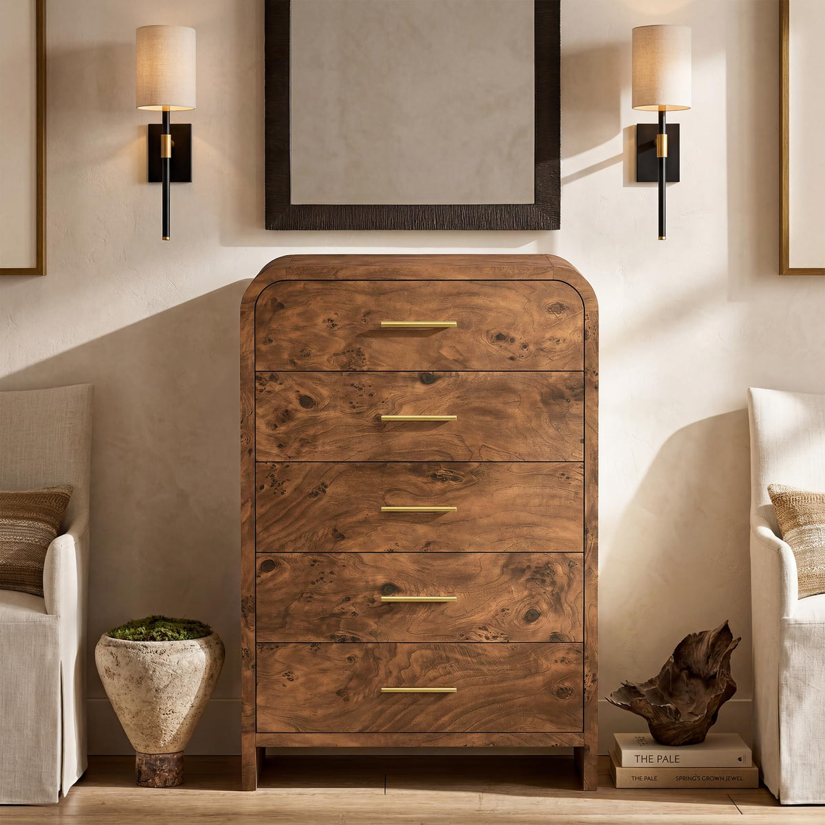 Curved 63-Inch Modern Dresser with Spacious Storage