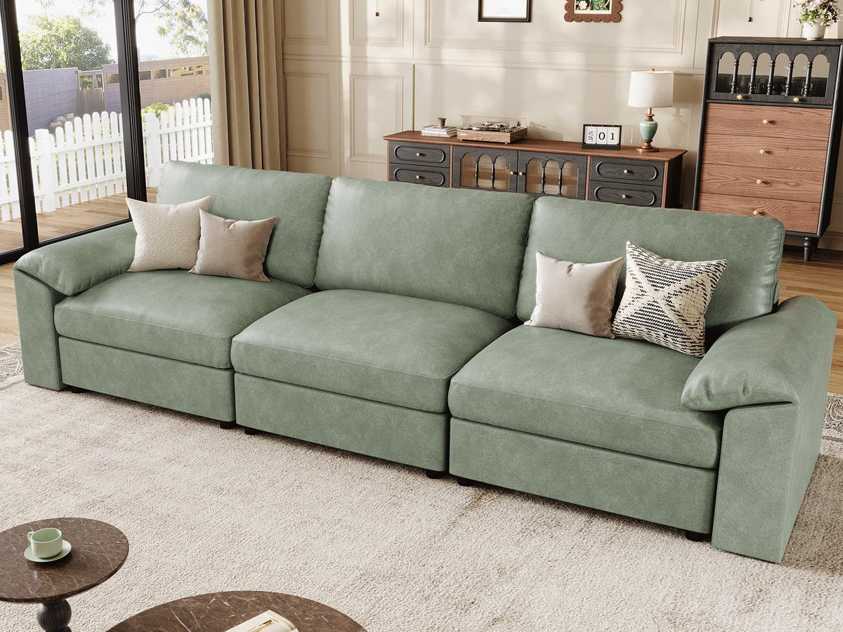 Faux Leather Modular Sectional Sofa for Large Spaces