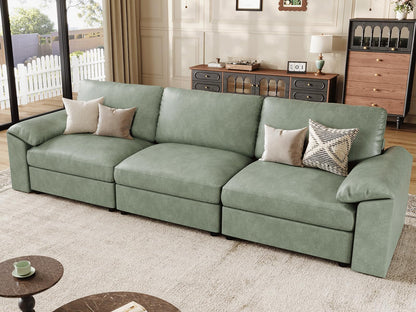 Faux Leather Modular Sectional Sofa for Large Spaces