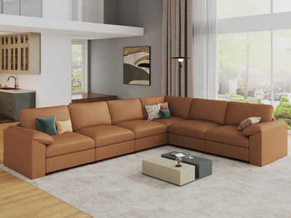 Faux Leather Modular Sectional Sofa for Large Spaces