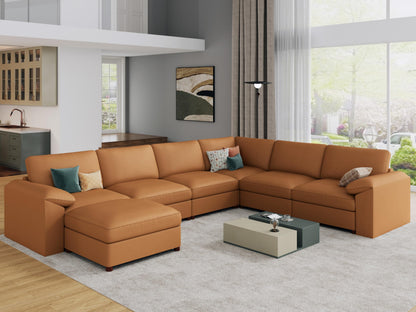 Faux Leather Modular Sectional Sofa for Large Spaces
